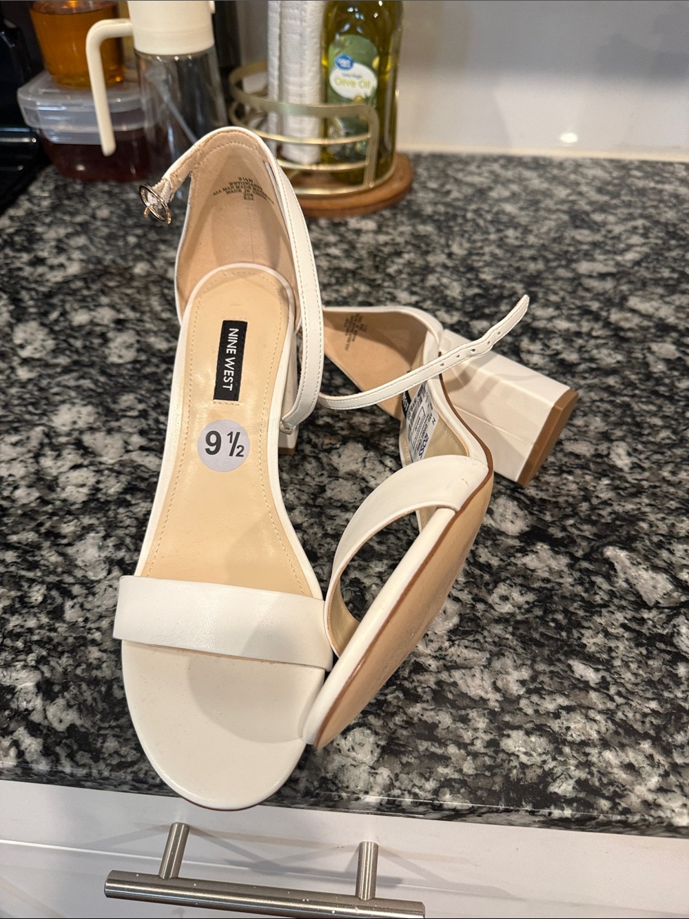 Nine West White Strappy Open-Toe Sandal